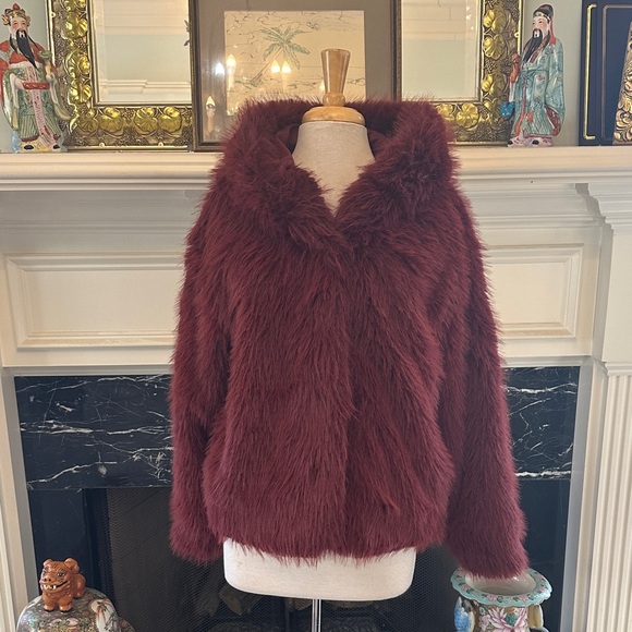 wild fable Jackets & Blazers - “Wild Fable” Women's Faux Fur Jacket - Burgundy
